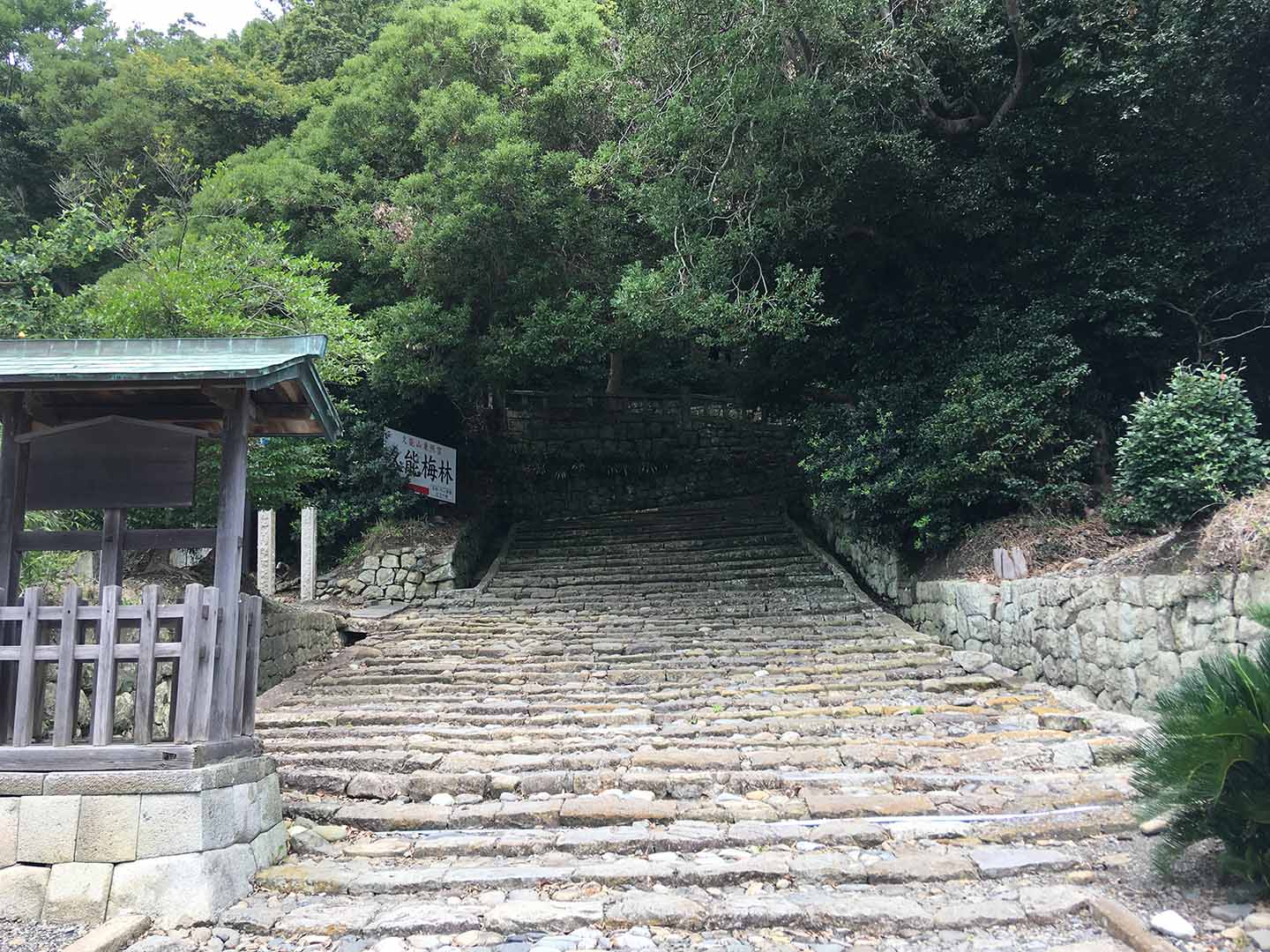 久能山東照宮 表参道石段と梅園の入口。